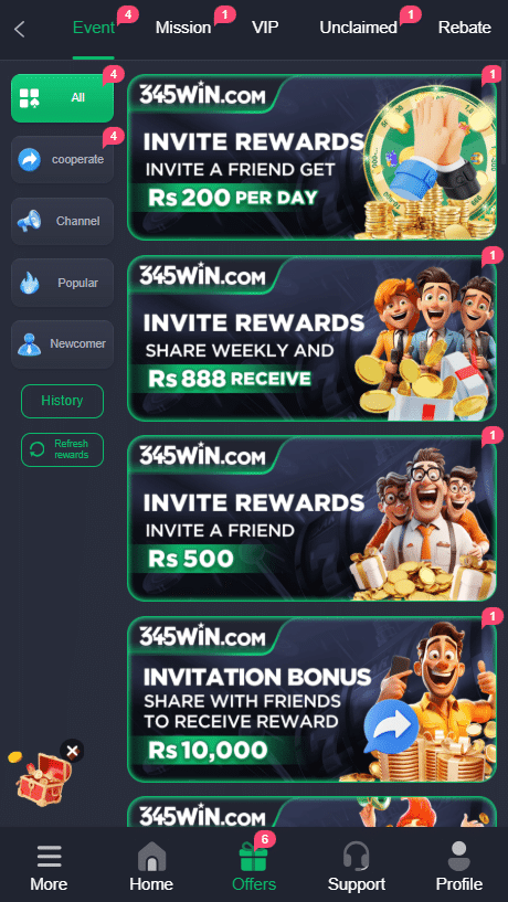 Play 345win online casino game